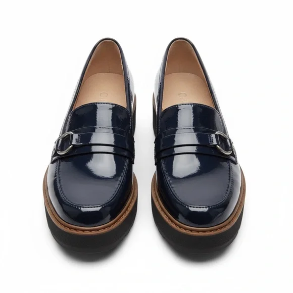 SOUL Naturalizer Navy Patent Platform Loafers Chunky Comfort Shoes 10W - Picture 6 of 17